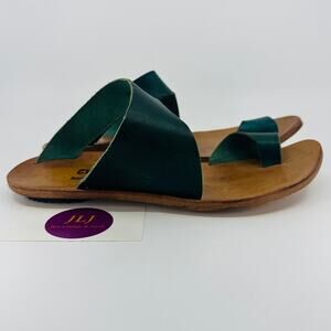 Cydwoq Women's Thong Hillary Teal Leather Handcrafted Sandals Size 38 EU/ 8 US